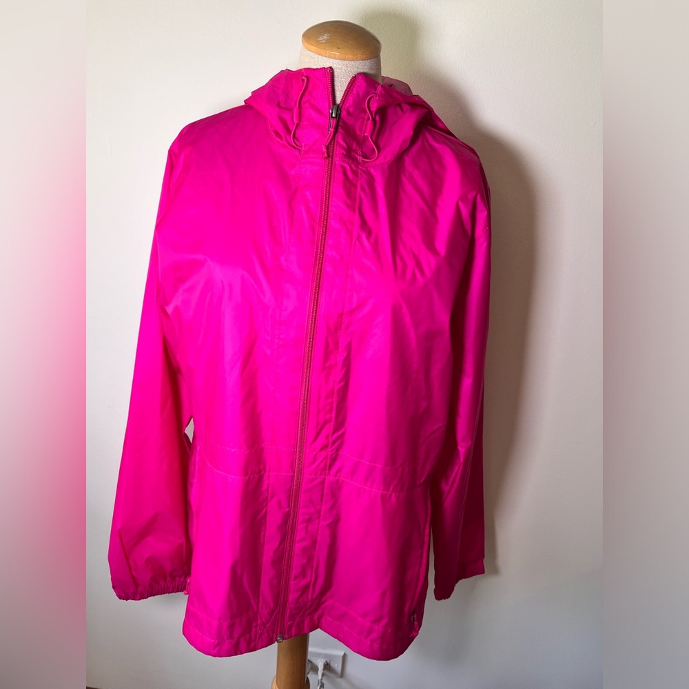 Size L Columbia Windbreaker Hot Pink with Pockets and Hood